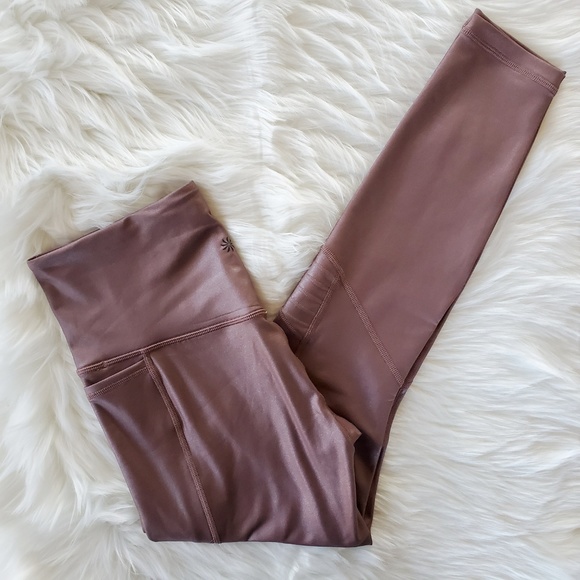 NWOT Athleta Brown Shimmer Inclination Leggings - Picture 8 of 8